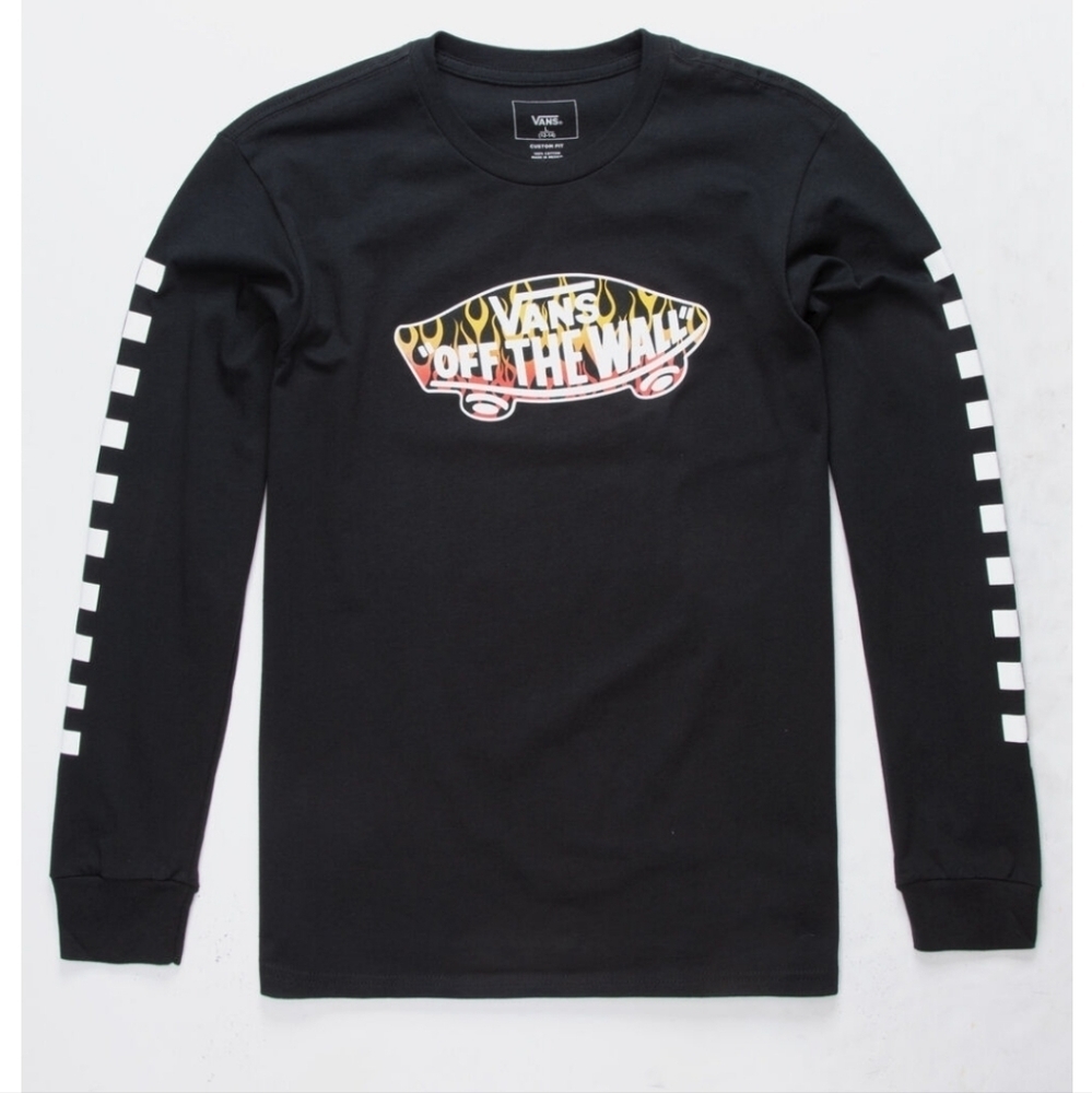 Vans* Off The Wall* Checkerboard Flames* Big Boy* T Shirt* Black* Sz XL